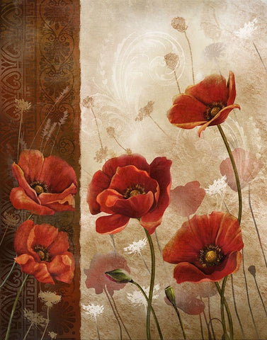 Wild Poppies I White Modern Wood Framed Art Print with Double Matting by Knutsen, Conrad