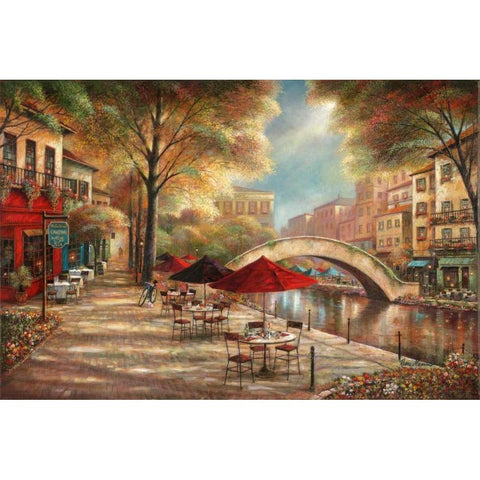 Riverwalk Charm Black Modern Wood Framed Art Print with Double Matting by Manning, Ruane