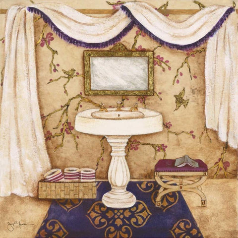Purple Sink Passion I White Modern Wood Framed Art Print with Double Matting by Tava Studios