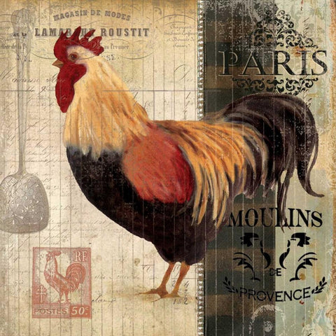 Cockerel II White Modern Wood Framed Art Print by Robinson, Carol