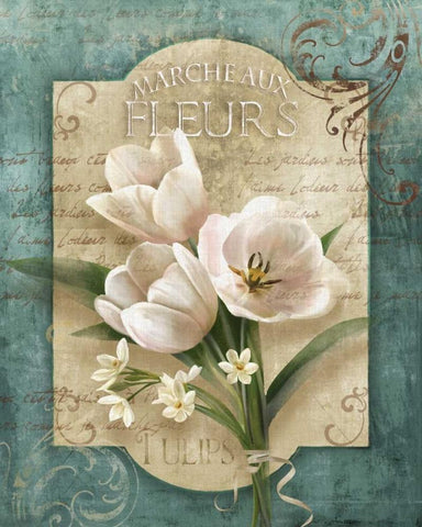 Marche aux Fleurs Black Ornate Wood Framed Art Print with Double Matting by Knutsen, Conrad