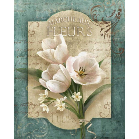 Marche aux Fleurs White Modern Wood Framed Art Print by Knutsen, Conrad