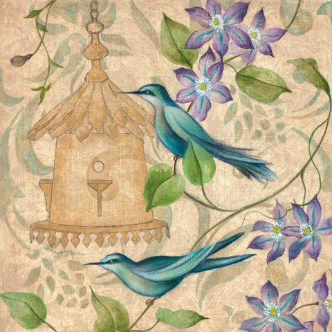 Springs Song II Black Ornate Wood Framed Art Print with Double Matting by Tava Studios