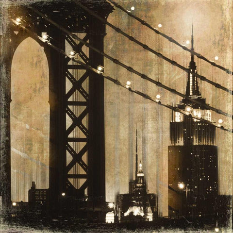 New York Aglow Black Ornate Wood Framed Art Print with Double Matting by Donovan, Kelly