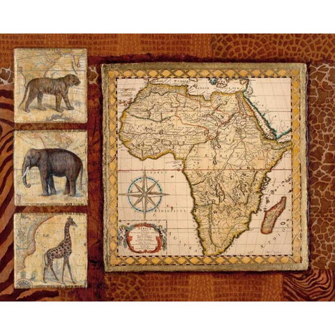 Journey to Africa I Gold Ornate Wood Framed Art Print with Double Matting by Tava Studios