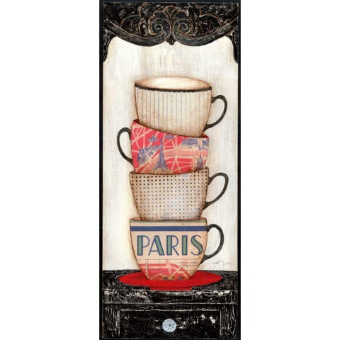 Coffee in Paris Black Modern Wood Framed Art Print by Tava Studios