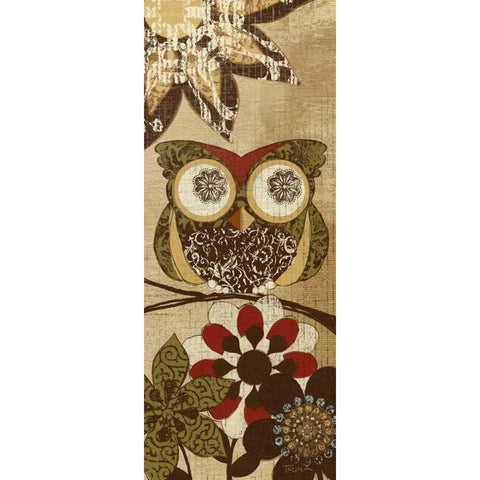 Owls Wisdom I Black Modern Wood Framed Art Print with Double Matting by Craven, Katrina