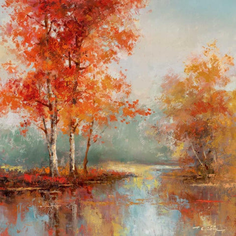 Autumns Grace I White Modern Wood Framed Art Print by Chiu, T.C.
