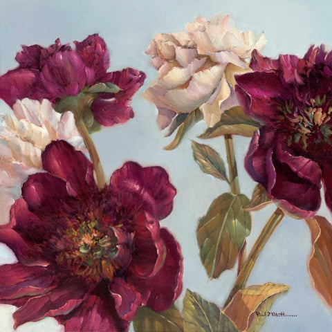Peony Black Modern Wood Framed Art Print with Double Matting by Mathenia, Paul