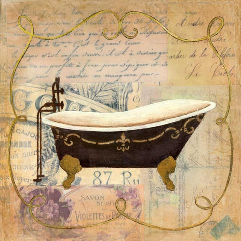 Bain de Luxe I Gold Ornate Wood Framed Art Print with Double Matting by Tava Studios