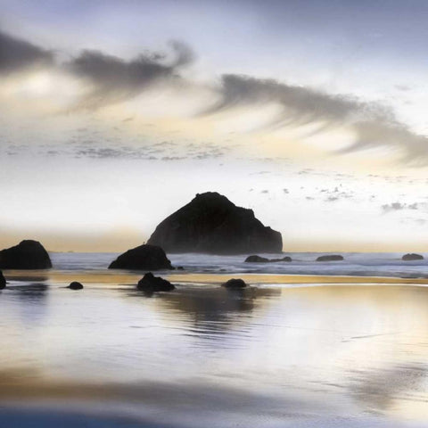 Twilight on the Coastline White Modern Wood Framed Art Print by Delimont, Danita