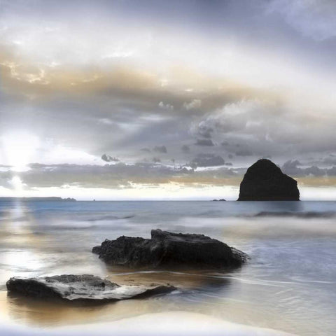Sunset at Trebarwith Strand Black Modern Wood Framed Art Print by Delimont, Danita