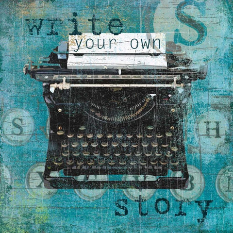 Write Your Own Story White Modern Wood Framed Art Print with Double Matting by Robinson, Carol