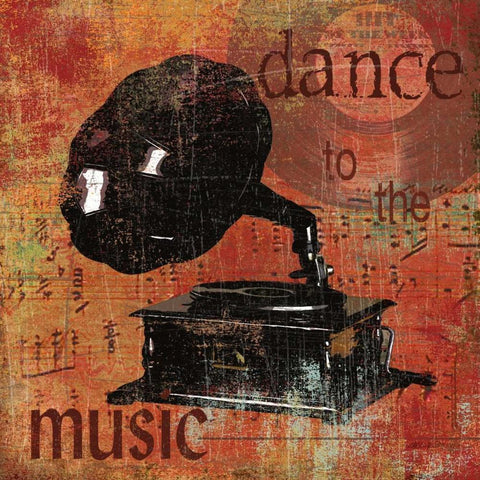 Dance to the Music Black Modern Wood Framed Art Print with Double Matting by Robinson, Carol