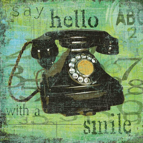 Say Hello With a Smile Black Modern Wood Framed Art Print with Double Matting by Robinson, Carol