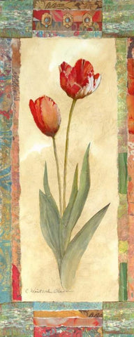 Tulip Montage Black Ornate Wood Framed Art Print with Double Matting by Olson, Charlene