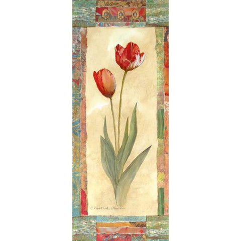 Tulip Montage Gold Ornate Wood Framed Art Print with Double Matting by Olson, Charlene