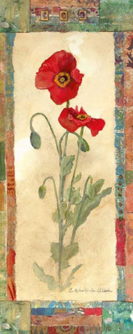 Poppy Montage White Modern Wood Framed Art Print with Double Matting by Olson, Charlene