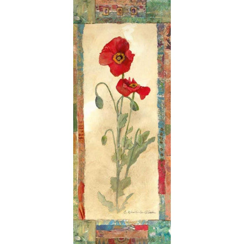 Poppy Montage White Modern Wood Framed Art Print by Olson, Charlene