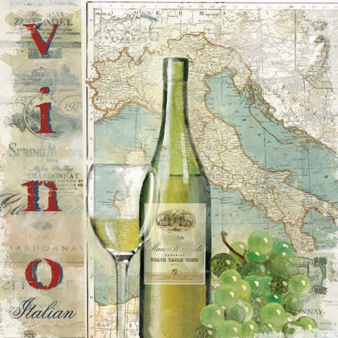 Vino White Modern Wood Framed Art Print with Double Matting by Robinson, Carol