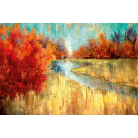 Autumn River Black Modern Wood Framed Art Print with Double Matting by Robinson, Carol