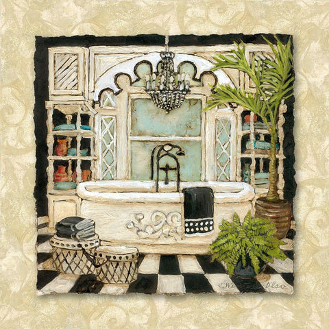 Park Avenue Bath II Black Ornate Wood Framed Art Print with Double Matting by Olson, Charlene