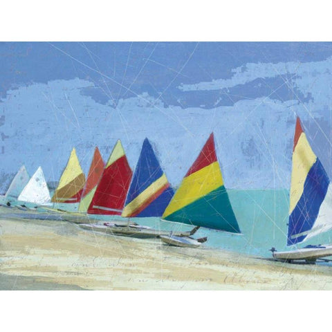 Sailboats White Modern Wood Framed Art Print by Robinson, Carol