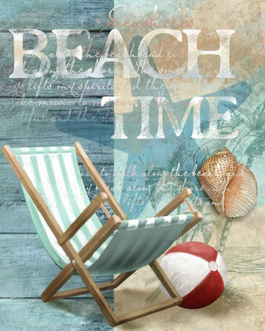 Beach Time Black Ornate Wood Framed Art Print with Double Matting by Knutsen, Conrad