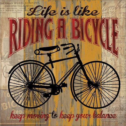 Life is Like Riding a Bicycle Black Modern Wood Framed Art Print with Double Matting by Donovan, Maria