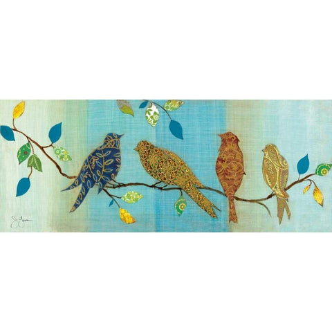 Bird Chat I Gold Ornate Wood Framed Art Print with Double Matting by Tava Studios