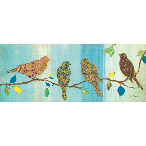 Bird Chat II Gold Ornate Wood Framed Art Print with Double Matting by Tava Studios