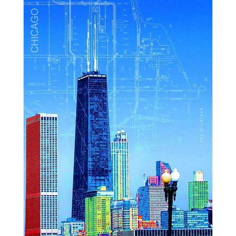 Hancock Tower Gold Ornate Wood Framed Art Print with Double Matting by Donovan, Kelly