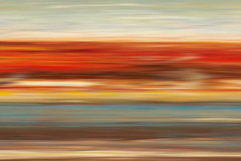 Linear Landscape White Modern Wood Framed Art Print with Double Matting by Tava Studios