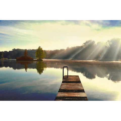 On Juniper Lake White Modern Wood Framed Art Print by Weisz, Irene