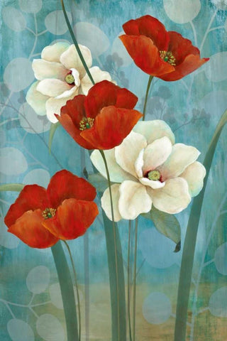 Touch of Red White Modern Wood Framed Art Print with Double Matting by Tava Studios