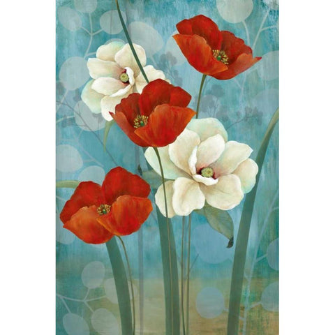 Touch of Red Black Modern Wood Framed Art Print with Double Matting by Tava Studios