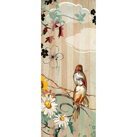 Vintage Love Birds I White Modern Wood Framed Art Print by Donovan, Kelly
