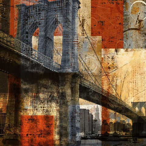Brooklyn Bridge Black Modern Wood Framed Art Print by Craven, Katrina