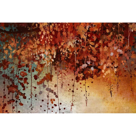 Cascading Leaves Black Modern Wood Framed Art Print by Knutsen, Conrad