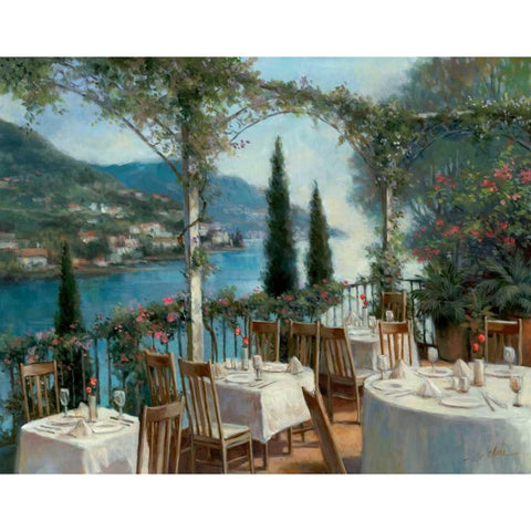 Amalfi Terrace Black Modern Wood Framed Art Print with Double Matting by Chiu, T.C.