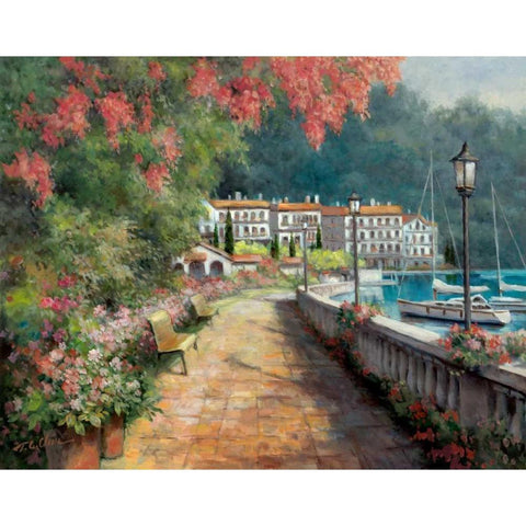 Morning Stroll Black Modern Wood Framed Art Print by Chiu, T.C.