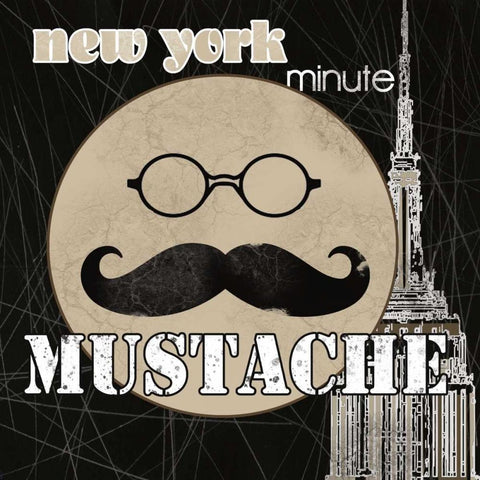 NY Minute Mustache Black Modern Wood Framed Art Print by Robinson, Carol