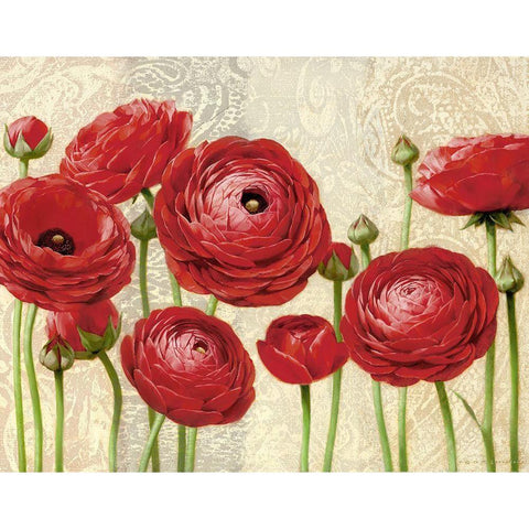 Red Serenity and Lace I Gold Ornate Wood Framed Art Print with Double Matting by Levashov, Igor