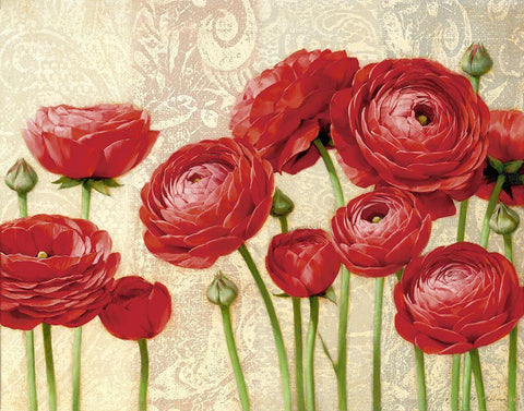 Red Serenity and Lace II Black Ornate Wood Framed Art Print with Double Matting by Levashov, Igor