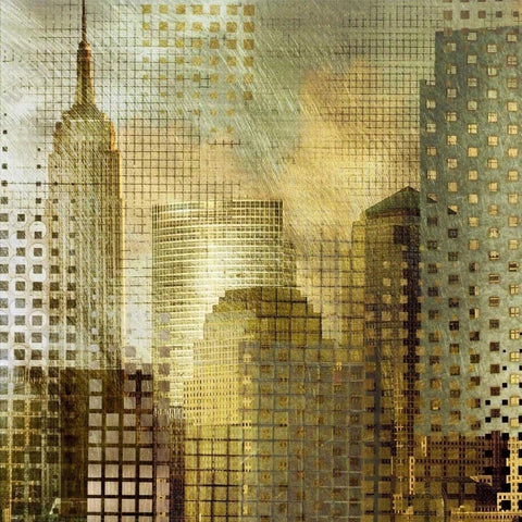 Empire State Building Black Modern Wood Framed Art Print with Double Matting by Craven, Katrina