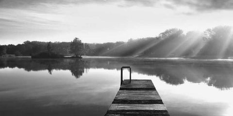 Lake Revisited White Modern Wood Framed Art Print with Double Matting by Weisz, Irene