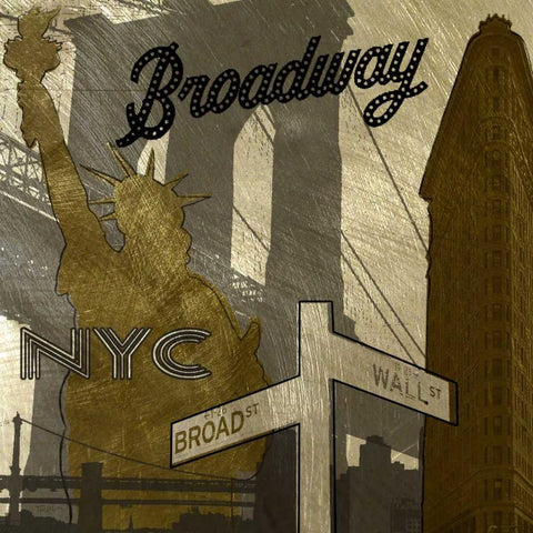 Broadway In Gray White Modern Wood Framed Art Print by Craven, Katrina
