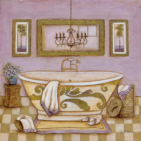 Lavender Bath I Black Modern Wood Framed Art Print by Tava Studios