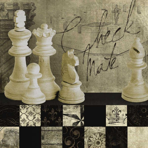 Checkmate White Modern Wood Framed Art Print by Craven, Katrina