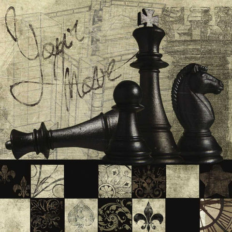 Your Move Black Ornate Wood Framed Art Print with Double Matting by Craven, Katrina